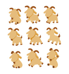 Cute Faceless Goats in Various Poses &ndash; Funny Cartoon Farm Animal Vector Set