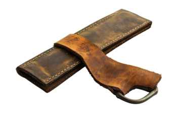 Rustic Leather Pen Case Handcrafted Vintage Style Brown Dark Brown Unique on transparent background