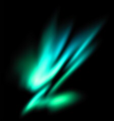 Abstract Teal and Green Light Streaks on Black Background