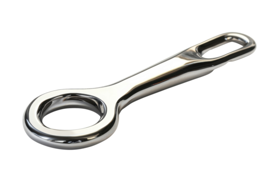 Polished Chrome Metal Loop Handle Industrial Design on transparent background