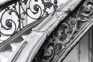 Old Worn Metal Staircase in Black and White Varient 1