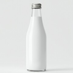 Refreshing Milk Bottle Clean Design, Pure White Label, Glass Container
