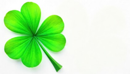 Vibrant green four-leaf clover clip art, perfect for St Patrick's Day or lucky charms Isolated on white background , four leaf clover, lucky, spring