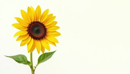 Obraz premium Vibrant single sunflower isolated on white background Perfect for design projects , wallpaper, white background, petals