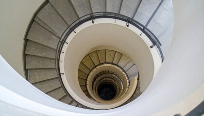 Fototapeta premium Spiral staircase design modern building architectural photography indoor aerial view minimalist concept