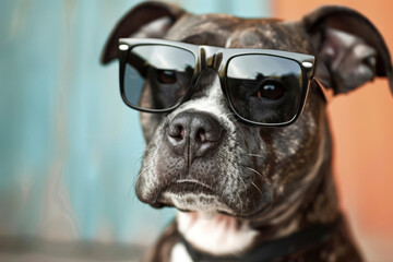 Dog with glasses. Generative AI