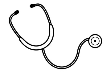 Simple Black and White Line Drawing of a Stethoscope Medical Icon