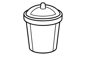 Line art illustration of a disposable cup with a lid and straw
