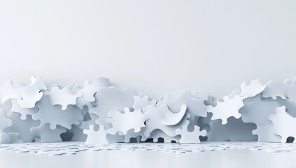 White puzzle pieces against a white wall