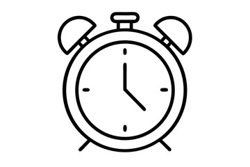 Simple Line Art Alarm Clock Icon Illustration