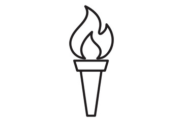 Simple Line Art Illustration of a Torch