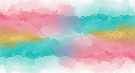 Abstract Watercolor Pink Teal Gold