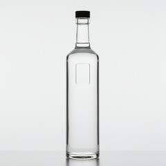 Elegant Empty Glass Bottle Perfect for Spirits, Beverages, or Oils;  Clean, Clear Design for Branding and Packaging