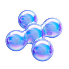 Modern geometric 3d metaball with glossy metallic texture. Isolated on white.