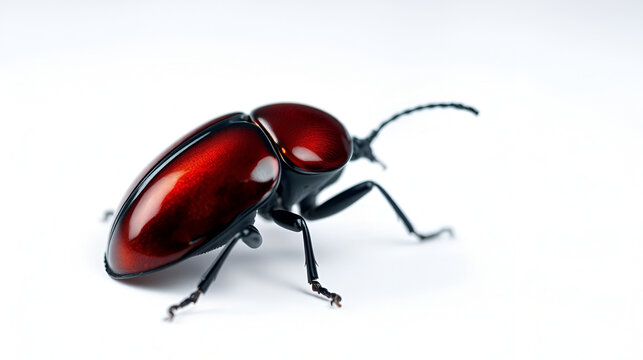 side view glossy bettle on a white background close up