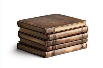 Stack of five antique leather-bound books