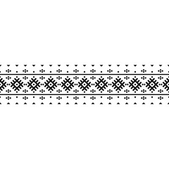 Stripe Ikat Aztec ethnic motive seamless pattern design in black and white color. Ethnic Illustration vector.