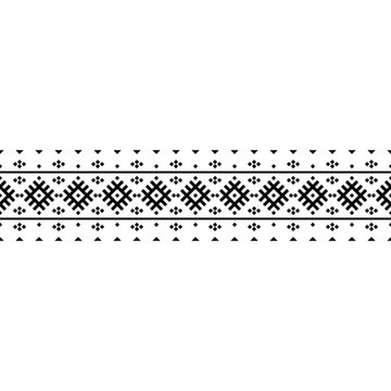 Stripe Ikat Aztec ethnic motive seamless pattern design in black and white color. Ethnic Illustration vector.