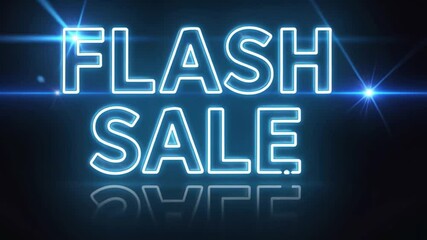 FLASH SALE neon sign on a blue background, 4K VIDEO - Powered by Adobe