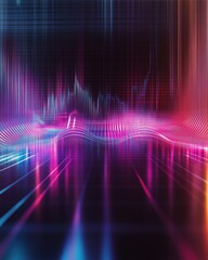Fototapeta premium Neon Waveform: A digital soundscape of pulsating neon lights and an abstract waveform create a mesmerizing, futuristic design with dynamic color and energy.