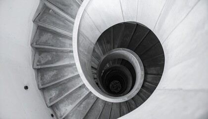 Fototapeta premium Spiral staircase design modern building architectural photo minimalist style aerial view creative concepts