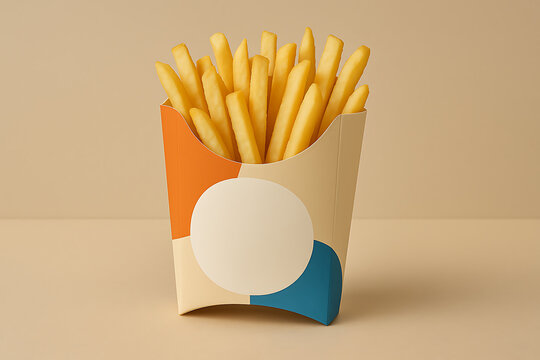 a creative design of french fries packaging mock up to put your logo in it