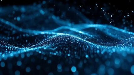 abstract blue particle wave flow dynamic digital technology background - Powered by Adobe