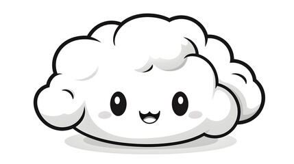Professional Grayscale Illustration of a Cute and Happy Cloud Icon for Various Designs