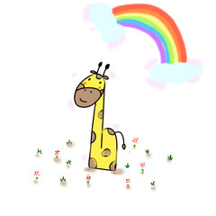 giraffe and rainbow