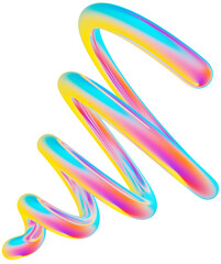 Abstract 3D y2k chrome shape clipart,  iridescent liquid form isolated. Render of geometric metal illustration
