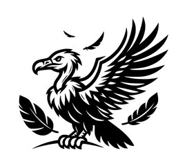 Fototapeta premium Vulture Bird Crane Flying Cartoon Vector Icon Silhouette