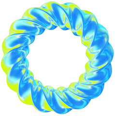 Abstract 3D y2k chrome shape clipart,  iridescent liquid form isolated. Render of geometric metal illustration