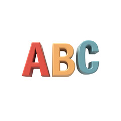 Colorful 3D ABC Letters isolated on transparent background