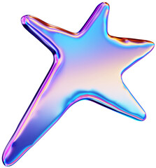 Abstract 3D y2k chrome shape clipart,  iridescent liquid form isolated. Render of geometric metal illustration