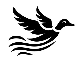 Obraz premium Simple Flying Duck Black and White Logo