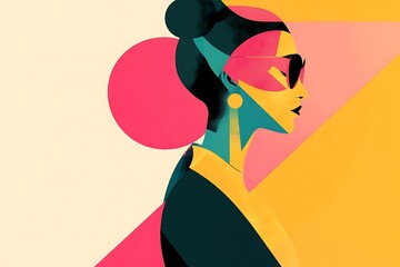 Geometric Shapes Forming a Powerful Female Figure