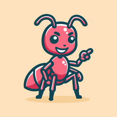 Ant Mascot cartoon vector illustration design for company logo character branding avatar cute insect animal funny icon digital clipart adorable joyful funny mood creative concept artwork