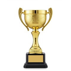 Golden trophy with number one isolated on white background. use cases: sports, achievements.