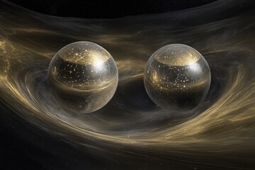 Fototapeta premium Two orbs in cosmic space
