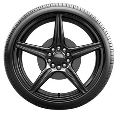 Obraz premium Sleek chrome car wheel embodying power and modern design against a stark on transparent background