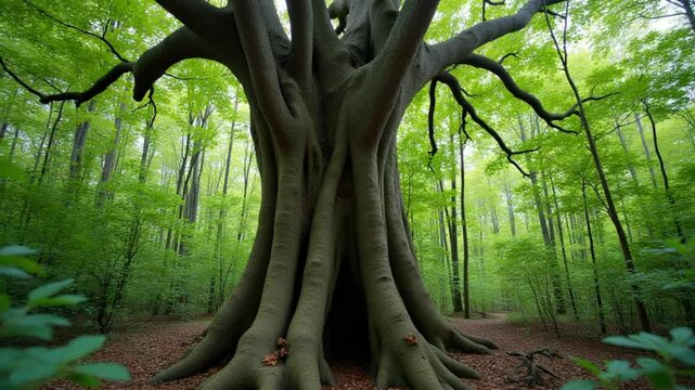A large tree in the middle of a forest