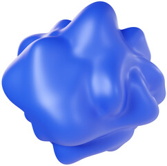 3D Blue Playful colorful shape, creative graphic abstract form isolated clipart. Render of geometric modern y2k illustration