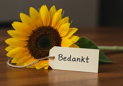 Sunflower with Tag Saying Thank You