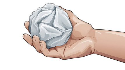 Professional image of hand picking up crumpled paper ball on white background