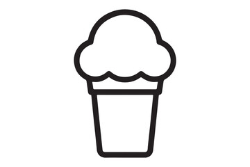 Simple black and white ice cream cone graphic