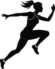 Silhouette of a Female Runner in Motion