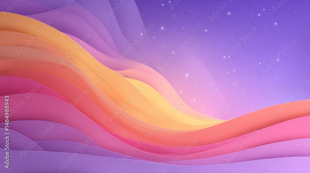 Wall mural abstract colorful waves background with pastel gradient and sparkles