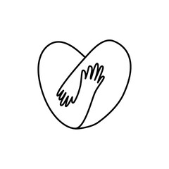 Kindness care heart Continuous line drawing of hand holding heart protect.