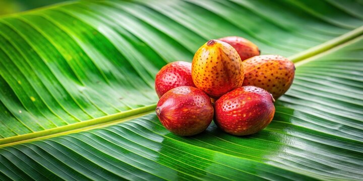 A sharkara varatti fruit placed on a banana leaf