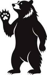 Naklejka premium Black Bear Silhouette Waving Hello
